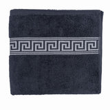 GREEK KEY BATH TOWELS 600GSM GREY