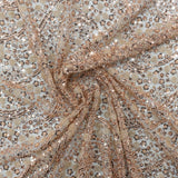 130CM SICILIAN BEADED TULLE- ROSE GOLD