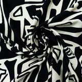 RAYON NYLON CRINKLE PRINT-STONE/BLACK