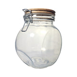 JAR GLASS ROUND BAMBOO LID CLIP 3LT