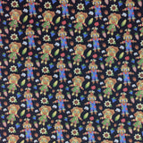 115CM PRINTED 100%COTTON FALL FRIENDS BLACK