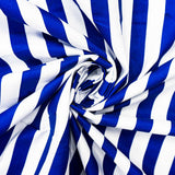 115CM PRINTED POLY COTTON ROYAL/WHITE BIG STRIPE