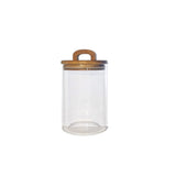 GLASS STORAGE JAR WITH WOODEN LID SML
