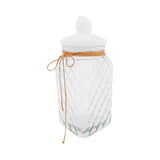 CANNISTER GLASS/WHITE CERAMIC LID LRG