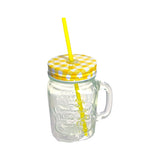 CONSOL MASON JAR WITH COLOURED LID + STRAW