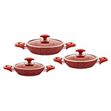 NON STICK GRANITE EGG PAN SET 6Pcs -RED