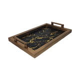 SERVING TRAY RECTANGLE SMALL BLACK AND GOLD
