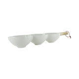 SNACK BOWL 3 DIVISION WITH WOODEN HANDLE