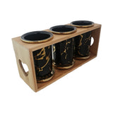 3PC MARBLE CUTLERY HOLDER-BLACK